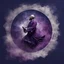 Placeholder: Hyper Realistic Sufi Whirling with Purple & Maroon, Islamic Sufi Rustic Grungy navy-blue Background with silver fog around at night