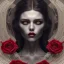 Placeholder: Mystery scary VAMPIRE,Ambiance dramatique, dramatic lighting, volumetric lighting, hyperrealisme, 8k, high quality, lot of details, fit within portrait , black and red roses , alan parker , anna dittman