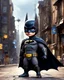 Placeholder: Funny Cute Pixar toon 3D as Batman,street city background