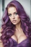 Placeholder: beautiful curvy woman with green eyes and long purple hair