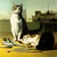 Placeholder: UN conference,a cat and human flesh-like surgical instruments and universe-like a pigeon and neuralink, surrealism,minimalism,Painting By Adrian Ghenie, Rene Magritte, Salvador Dali, Lucian Freud