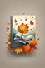 Placeholder: square logo , landscape with leaf fall, flying leaves in the book