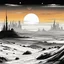 Placeholder: [inking by Noir Sequential Pages: star wars] the iconic skyline of Tatooine at sunset