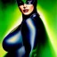 Placeholder: portrait oil on canvas, beautiful busty Catwoman,green eyes, ,minimal armor,comic book cover, mystical colors,insanely detailed,realistic,intrincate detail, 16k resolution, masterpiece,Frank Frazetta,Alex Horley, Simon Bisley