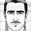 Placeholder: About drawing these features of a man's face Eyes: almond-shaped, medium-sized with defined eyelids and a direct and steady look. nose: a nose with prominent features, straight and with a slightly pointed tip, which can be described as a Roman nose. Mouth: Medium width with defined lips, neither too full nor too thin. Eyebrows: Naturally dense and curved, to match the shape of the face. Big Mustache: dense and arched following the shape of the upper lip.Chin and jaw: A prominent chin and defined