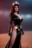 Placeholder: Raquel Welch as evil queen in black leather gown, angry, busty, curvey, cleavage, unreal 5, octane render, cinema4d, dynamic lighting, dramatic lighting, 4k, redshift render, highly detailed, hyper realistic