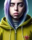 Placeholder: Billie Eilish, washes in the bathroom