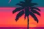 Placeholder: a palm tree during a sunset, lofi colors, lofi vibes, cool colors