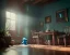 Placeholder: room scene with a big moppet monster, realistic photo, concept art, minimal style, smooth, unreal engine 5, god lights, ray tracing, RTX, lumen lighting, ultra detail, volumetric lighting, 3d.