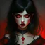 Placeholder: Vampire, girl, amber eyes, gothic, red dress, black hair