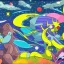 Placeholder: scene of space beast in the cosmos in pokemon style