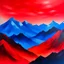 Placeholder: acrylic landscape with blue mountains and red foreground