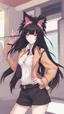 Placeholder: Ahri with black hair and Clothes and nine Sia