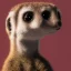 Placeholder: meerkat donut in the mouth, pink background, high details, 8k, hyper realistic