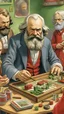 Placeholder: angry karl marx playing board games with friends
