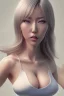 Placeholder: isometric clean art of super japanese woman hitomi tanaka, busty hitomi tanaka,. White clothes, soft lighting, soft pastel gradients, high definition, 3d icon clay render, blender 3d