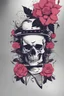 Placeholder: t-Shirt design, print on white shirt, skull with flowers, punk, guitar, hand writings, text, grafic design