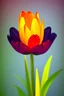 Placeholder: draw mid century modern arts using single tulip flower object, trendy, fancy, modern whimsical art , colorful, trendy, oil color, high resolution, beyond the limits, digital art, abstractions, red yellow, dark background