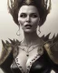 Placeholder: old evil queen in black leather gown, volouptous, busty, cleavage, angry, emperious, 8k resolution concept art portrait by Greg Rutkowski,