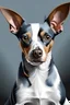 Placeholder: portrait of gray american rat terrier with acrylic paint