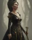 Placeholder: old evil queen in black leather gown, femme fatale, volouptous, busty, cleavage, angry, emperious, 8k resolution concept art portrait by Greg Rutkowski,