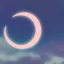 Placeholder: a large crescent moon with sparkles, dark, hazy, macro photography, tilt shift blur, high definition, 8k, beautiful, night sky, wind, stars, detailed, night