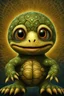 Placeholder: Cute tiny happy monster flying turtle, symmetrical face, fractal, fantasy folklore very detailed high quality intricately detailed painting photorealism 8K resolution beautiful complex mysterious sunshine rays tetradic colors naoto hattori