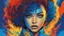 Placeholder: Alicia Keys stylized surreal horror manga digital painting, triadic colors: royal blue, cyan, ultramarine, bright orange, yellow, russian red. A surreal retro horror manhwa girl, in the style of junj, in pen and ink. Interacting naturally with the environment. Highly detailed. Hyper-realistic, comic book style, bold manga limes. Cool toned vibrancy. In the style and aesthetics of rlon wang, tomer hanuka, andreas lie, satoshi kon, meg chikhani, android jones, victo ngai, jeff soto