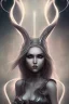 Placeholder: whithe lit body sacred girl demon horns small sad eyes