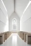 Placeholder: Dame el interior de una capilla pequeña con estilo minimalista con escala humana