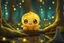 Placeholder: cute chibi slime radiant golden glow in mystical bioluminescent forest , highly detailed , cute facial features , 3D reflections