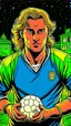 Placeholder: Diego Forlan Football soccer player posing. Dark detective comic. Book cover detective mistery 1990.