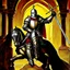 Placeholder: 90's TCG art retro fantasy art of knight crusader