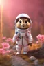 Placeholder: Cute 3d animated chipmunk, she is an astronaut with a pink astronaut suit on