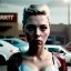 Placeholder: Ultra Realistic retro sci-fi movie burst Supermarket parking scene, 1960 year, waist up view portrait, blonde woman, sweet scarlet Johansson face, perfect iris, glow eyes, face makeup, tight latex coat; many panic people looking, Retro sci-fi style, soft color, highly detailed, unreal engine 5, ray tracing, RTX, lumen lighting, ultra detail, volumetric lighting, 3d, finely drawn, high definition, high resolution.