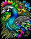 Placeholder: colorful peacock, black backwound, adult book cover