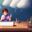 Placeholder: portrait of a boy playing video games in the cloud