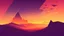 Placeholder: Multiple layers of silhouette mountains, with silhouette of big rocket in sky, sharp edges, at sunset, with heavy fog in air, vector style, horizon silhouette Landscape wallpaper by Alena Aenami, firewatch game style, vector style background