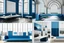 Placeholder: mood board for architectural graduation project and its a museum and the colors are blue and white and the furniture for a paintings museum