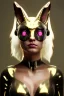 Placeholder: Medium Close Up Portrait, Front image. cyberpunk, rabbit mask, asian woman, gold hair. Latex suit. white, pink, color. Playboy style. Color background, photo studio. Avatar image, highly detailed, concept art, smooth, unreal engine 5, ray tracing, RTX, lumen lighting, ultra detail, volumetric lighting, 3d, finely drawn, high definition, high resolution.