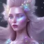 Placeholder: one big crystal glitter pink blue subtle galactic fairy in a galactic ambiance,glitter long blond hair down to the ground,transparent petals,blue eyes,delicate colors in the foreground, full of details, smooth，soft pink violet light atmosphere, light effect，vaporwave colorful, concept art, smooth, extremely sharp detail, finely tuned detail, ultra high definition, 8 k, unreal engine 5, ultra sharp focus