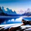 Placeholder: portrait of 'Werewolf',snow,mountains,River,ancient armor,painting by Earl Norem, simon Bisley,frazetta evan lee, Vallejo,kelly oil on canvas, cinematic composition, extreme detail,fit full head inside picture,8k