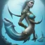 Placeholder: sango fantasy, fantasy magic, intricate, sharp focus, illustration, highly detailed, digital painting, concept art, matte, artgerm and paul lewin and kehinde wiley, masterpiece sexy lips African lady fish body mermaid turquoise space lady beach sea under water great white shark mermaid