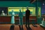 Placeholder: Edward Hoppers "Nighthawks" mit Rick Sanchez und Morty Smith an Stelle des Ehepaars