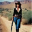 Placeholder: [colour photo by Helmut Newton] happy in the wild Wild West: My Name Is Nobody [Il mio nome è Nessuno (1973)] youthful Sophia Loren stands tall with her 1862 gun, a dusty Italian and dangerous western cowgirl, ready to fight