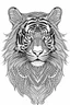 Placeholder: tiger mandala, realistic, each unique, full view, only draw lines, clean line art, –no sketch, white background, minimalistic black lines, minimal black color, coloring page, thin black line art, perfect shape, perfect clear lines,