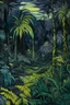 Placeholder: A purplish black rainforest with a war of nightmares painted by Vincent van Gogh