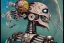 Placeholder: a beautiful painting of robot by aaron horkey, trending on artstation, skeleton, colorful, small minutiae, tiny features, particulars