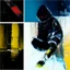 Placeholder: Minimal contemporary abstract oil paintings close up person wearing hazmat suit limbs sinew and concrete fragments illuminated at night style of Justin Mortimer And Francis bacon And ashley wood