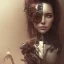 Placeholder: wonderfull portrait only woman half face robot rust, long black hair, intricate, sci-fi, cyberpunk, future,